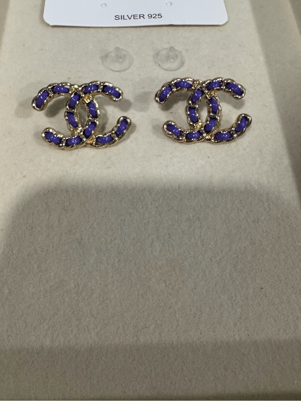 Purple & gold stud earrings